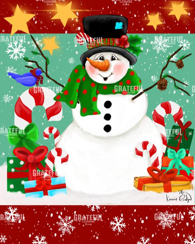 Snowman with Blue Bird