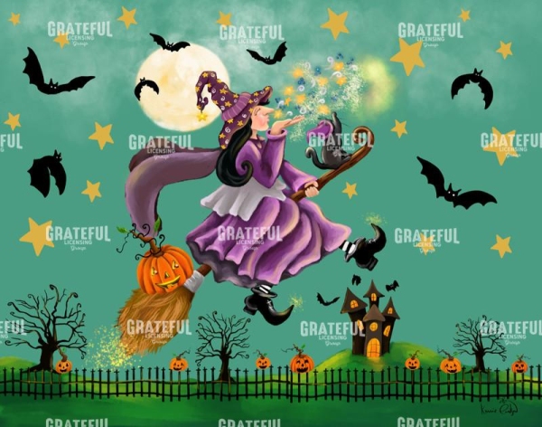 Witch on Broom - Landscape