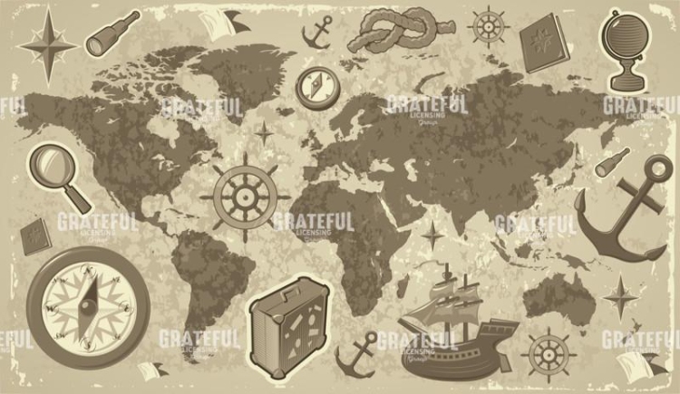 World Map with Travel Icons