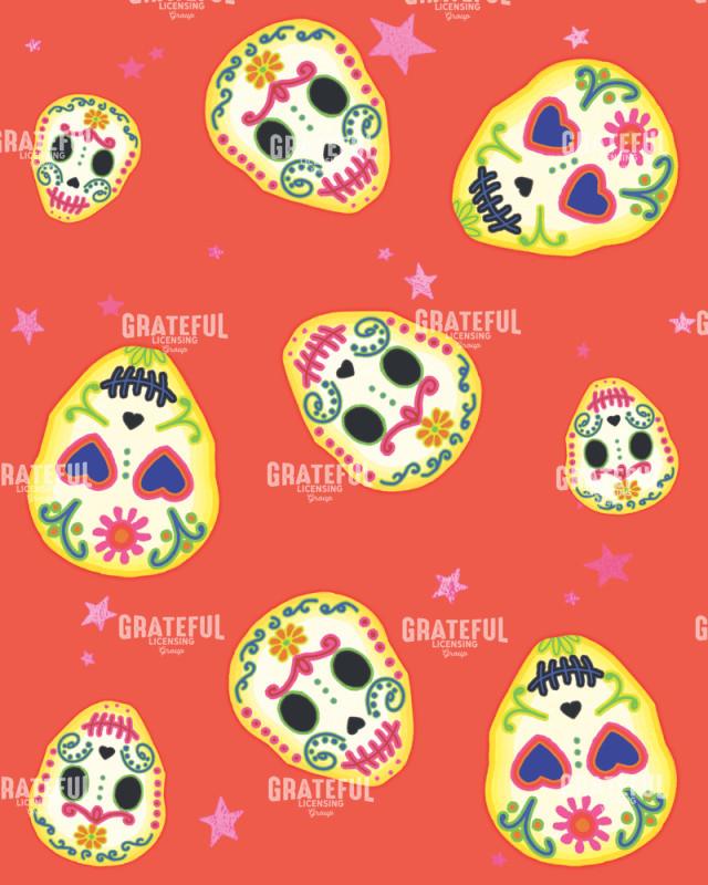 Sugar Skull Pattern electric orange