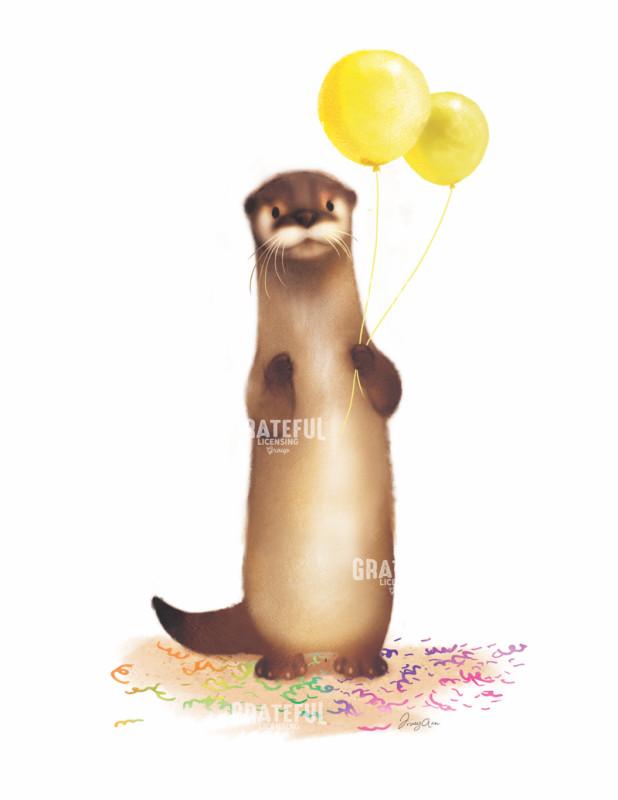 Otter With Balloons 2