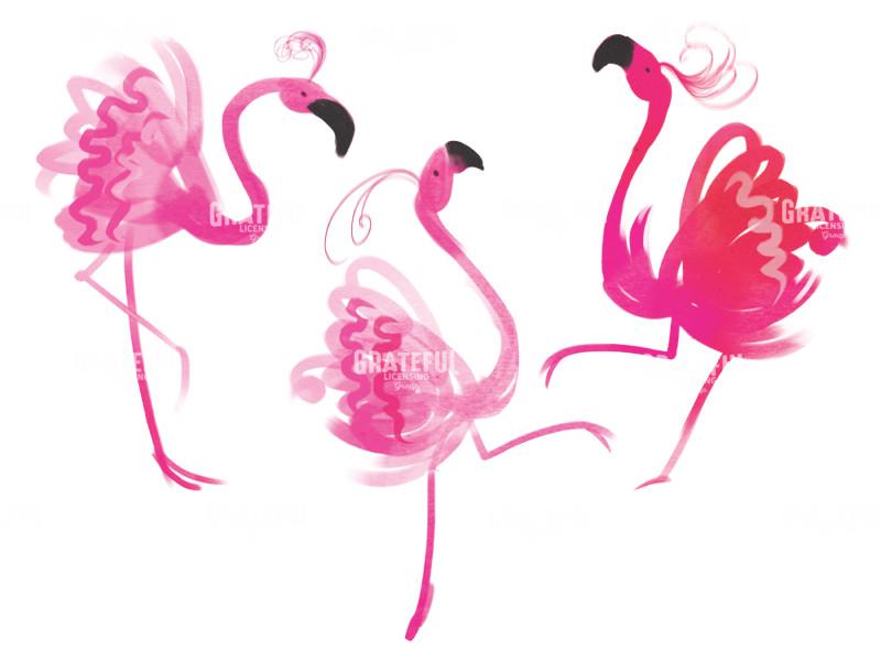 Three Flamingo Dancers