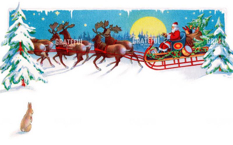Santa Sleighs by Moonlight