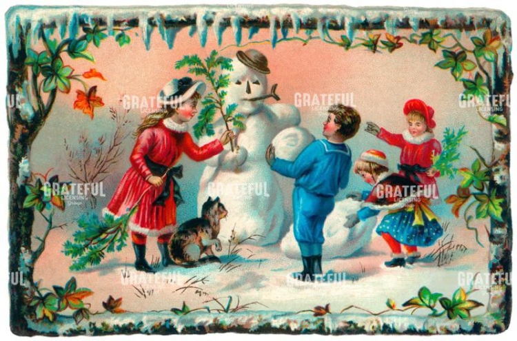 Kids with Snowman