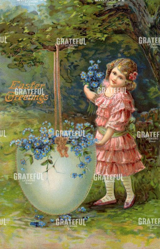 Easter Girl picking Flowers