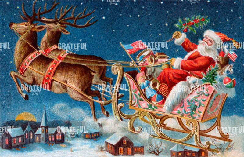 Santa with Reindeer Flying on Christmas!