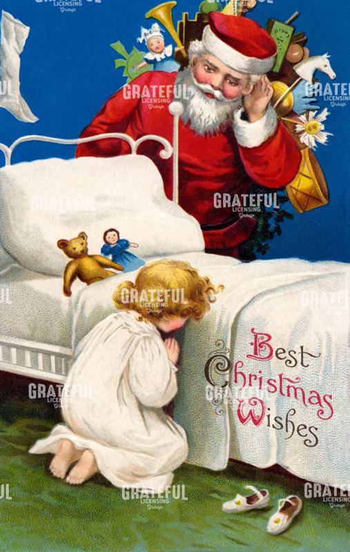 Santa Watching Prayers Grateful Art Licensing