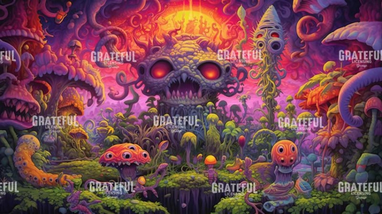 Psychedelic Landscape Mushroom Drip