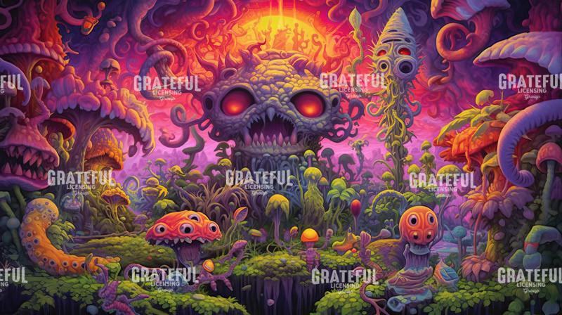 Psychedelic Landscape Mushroom Drip