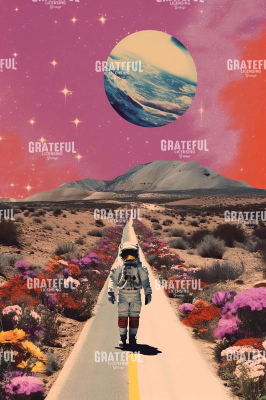 Astronaut on a Desert Road, Collage