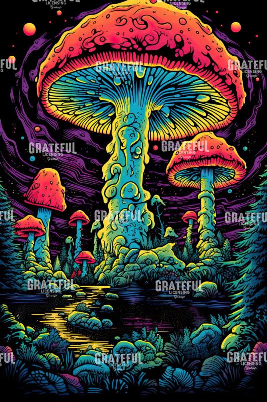 Giant Mushroom Neon Night