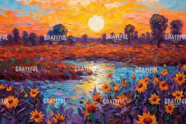 Sunflower Field at Sunset