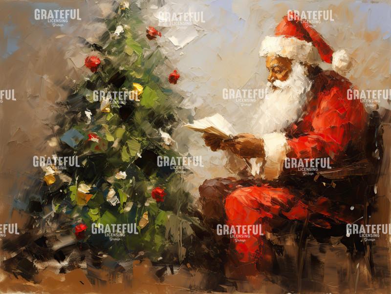 Black Santa Reading a Letter