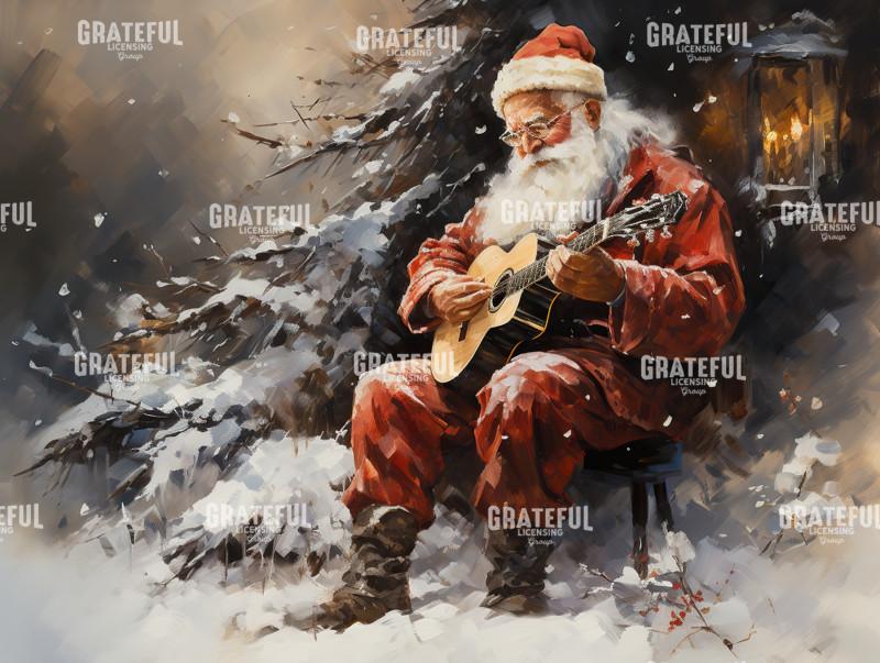 Santa Playing Acoustic Guitar