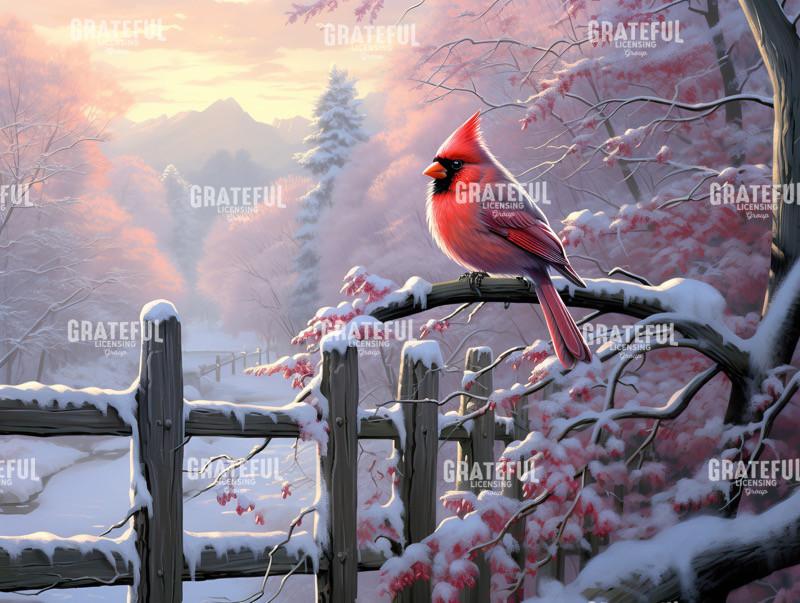 Christmas Cardinal on Branch