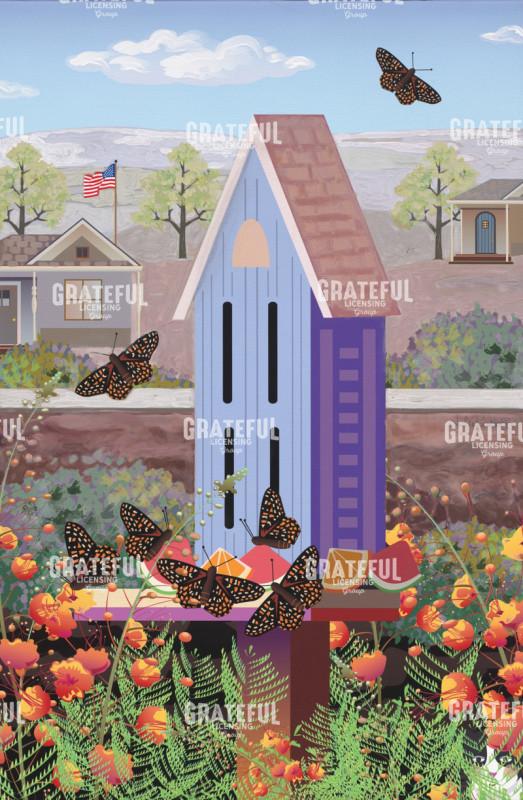 Butterfly House Among Desert Bird Of Paradise