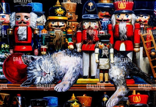 Christmas Kitten Among Nutcrackers