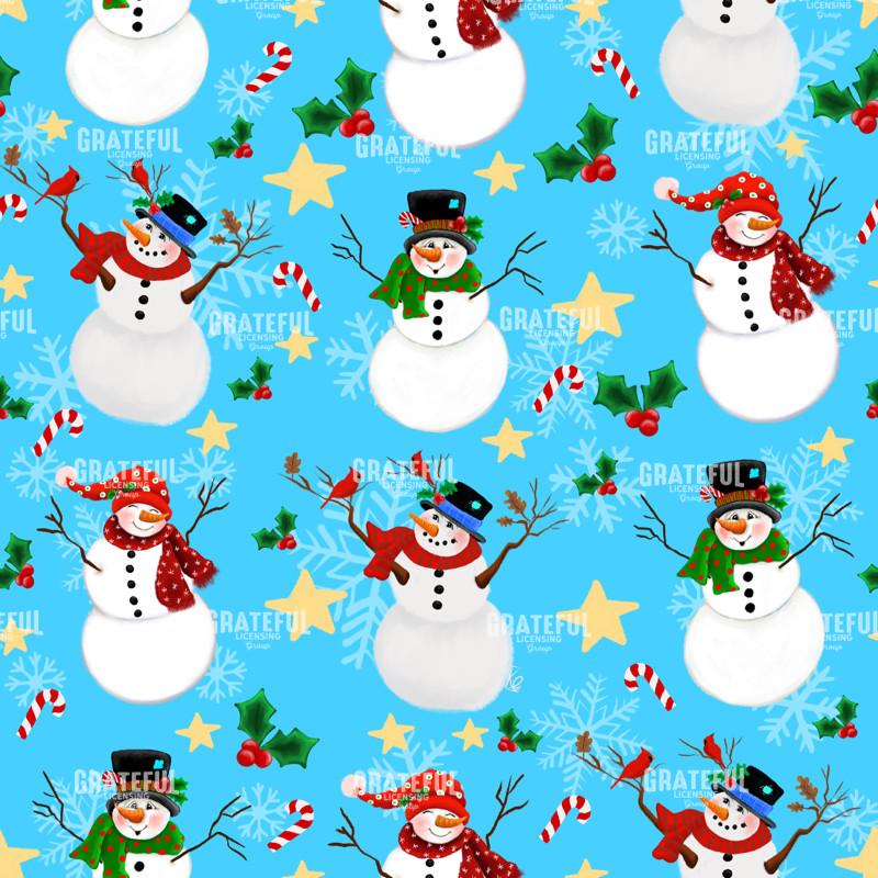 Snowmen Repeat pattern Blue