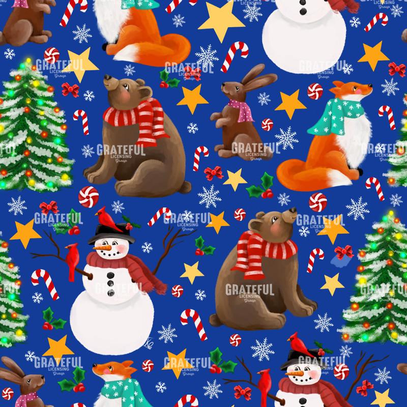 Forest Friends Xmas repeat pattern