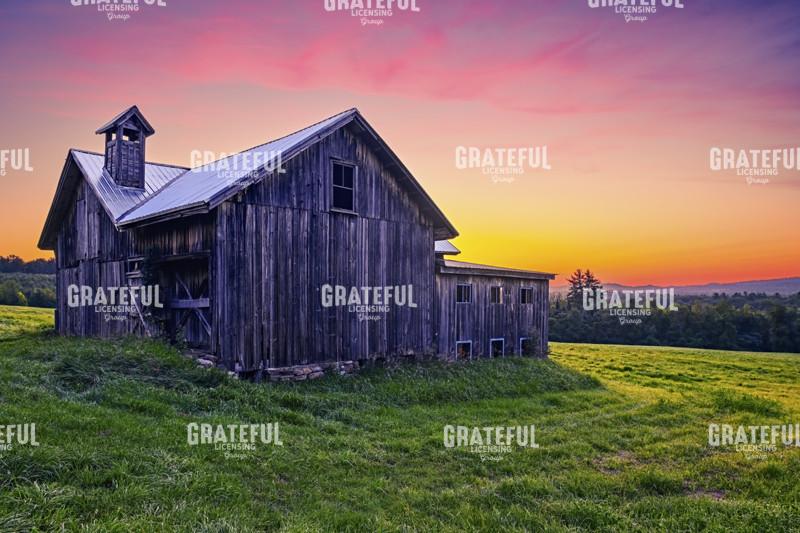 Sunrise Over an Adirondack Mountains Farm