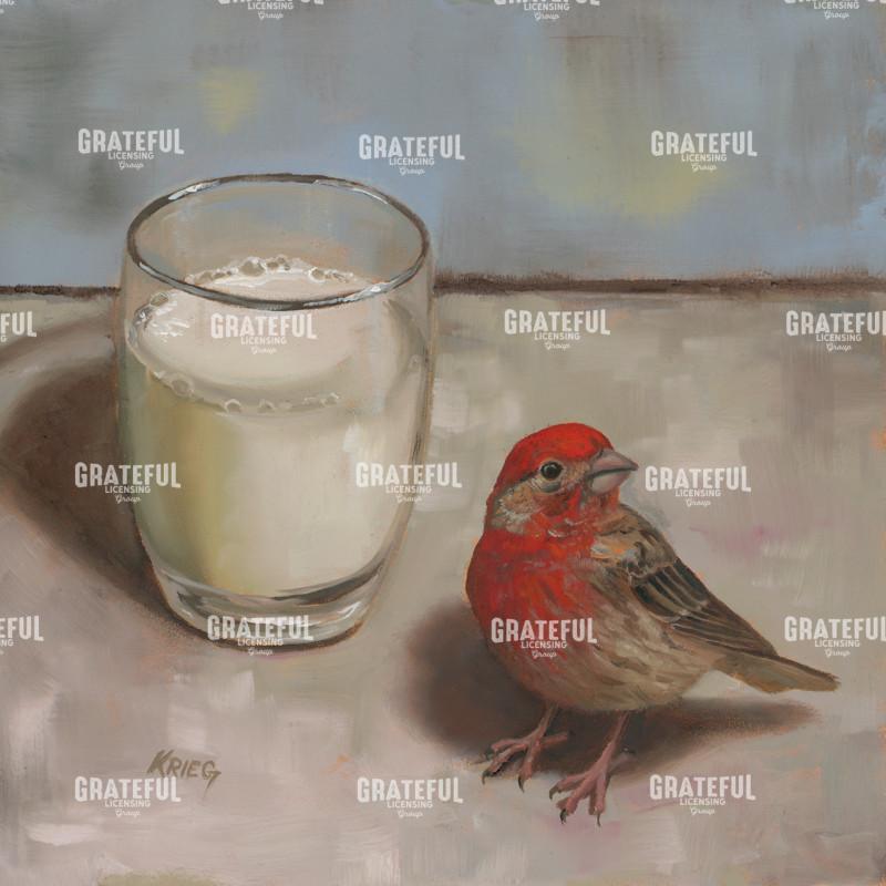 Finch with Glass of Milk