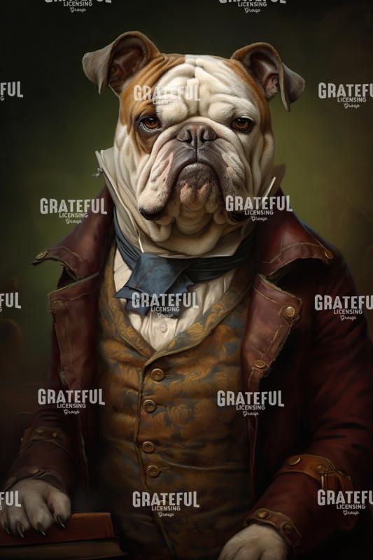Bulldog in a Leather Jacket