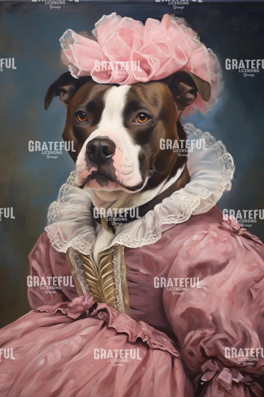 Bulldog in a Pink Dress