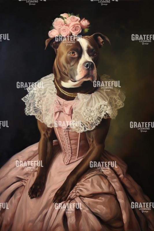 Bulldog in a Pink Dress