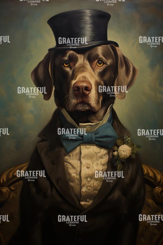 Chocolate Lab in a Top Hat