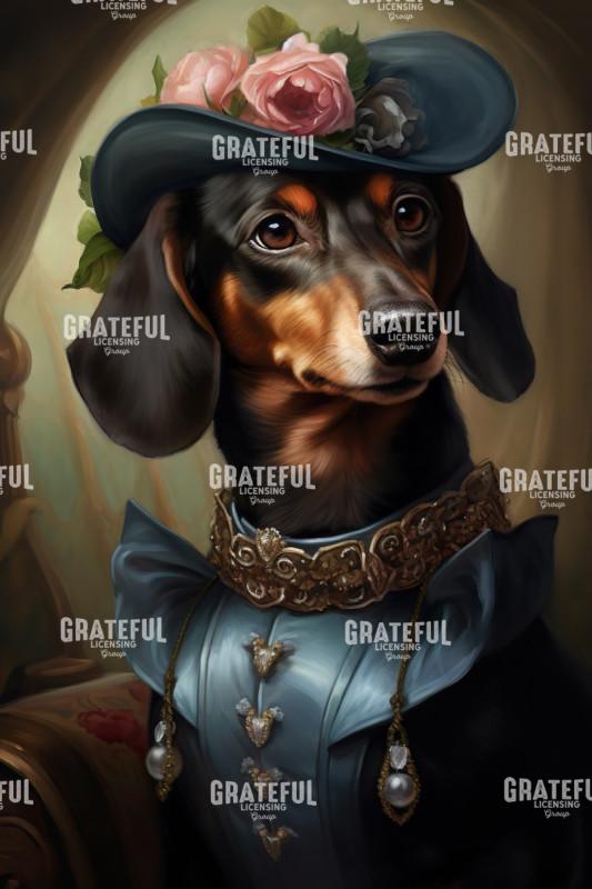 Weiner Dog with a Blue Hat