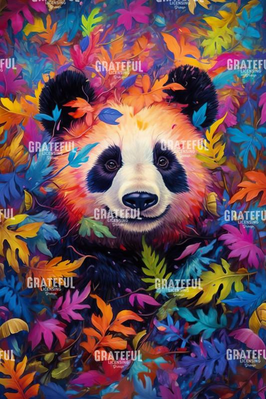 Panda in the Leaves