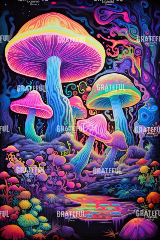 Pastel Neon Mushrooms