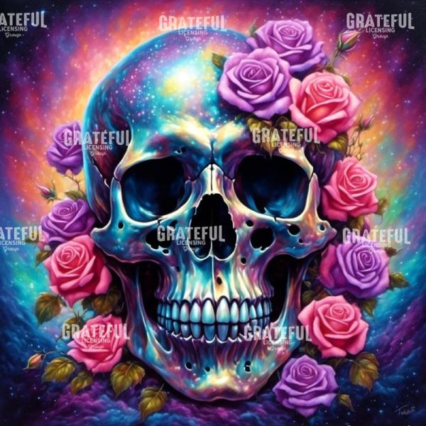 Holographic Skull and Roses