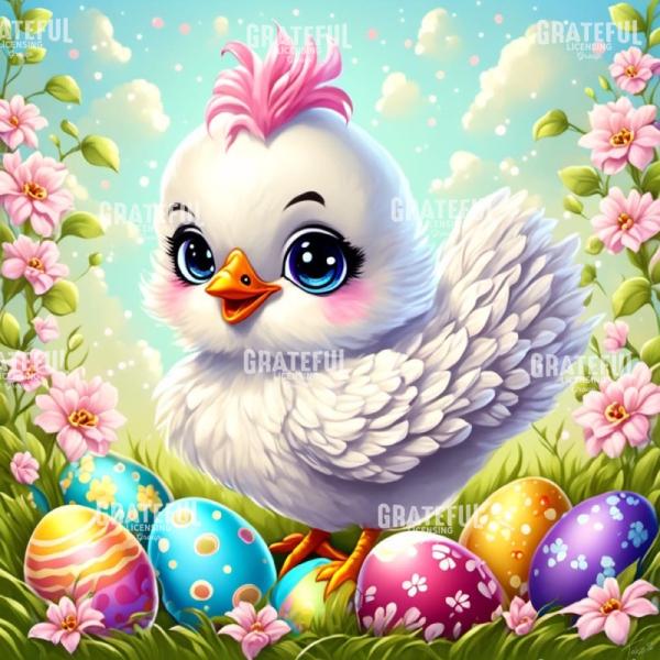 Easter Chick with Eggs