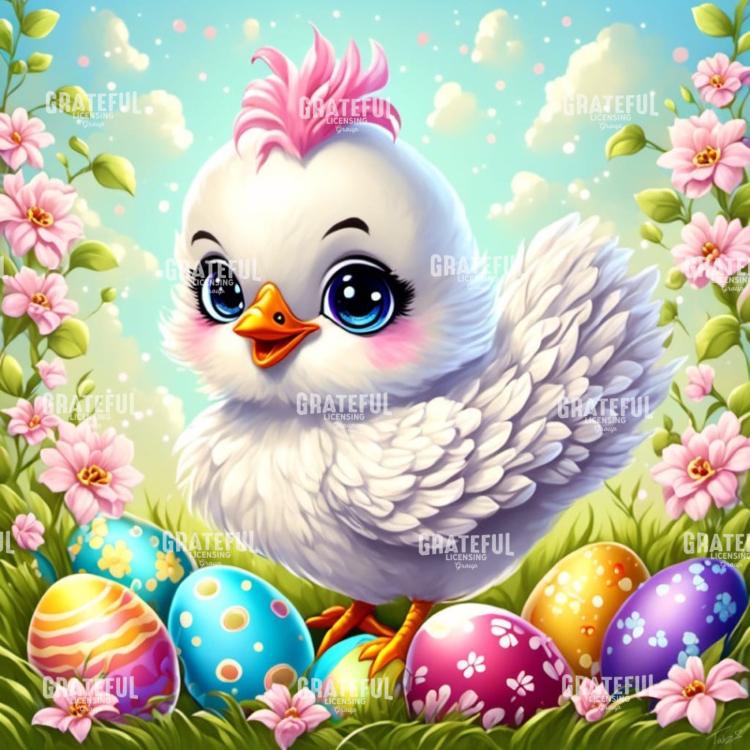 Easter Chick with Eggs