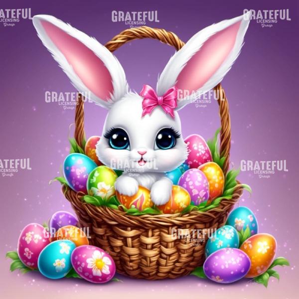 Cute Bunny in an Easter Basket