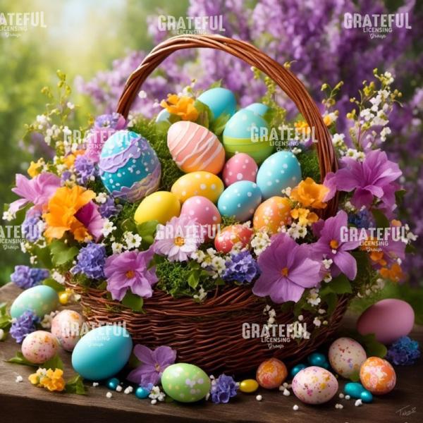 Floral Trimmed Easter Basket