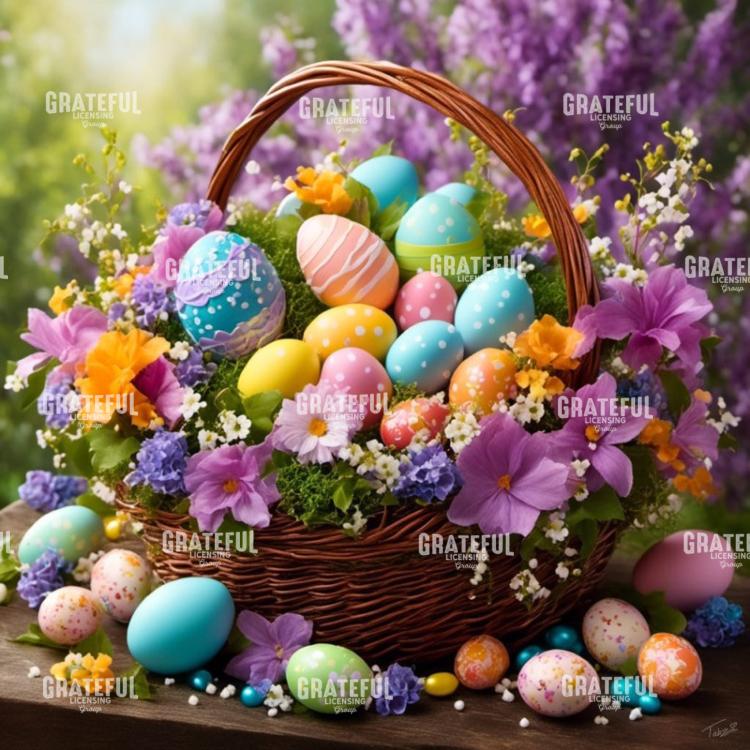 Floral Trimmed Easter Basket