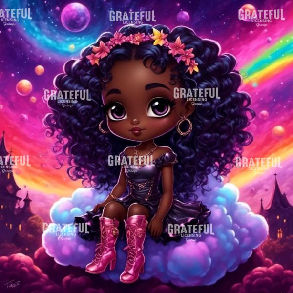 Rainbow Girl in Pink Boots