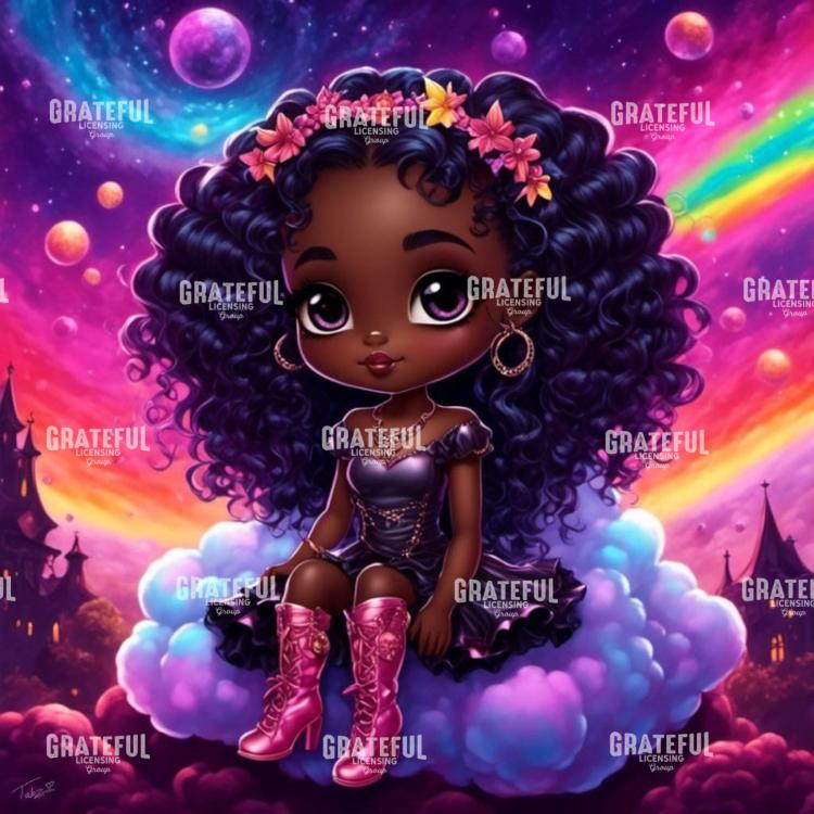 Rainbow Girl in Pink Boots