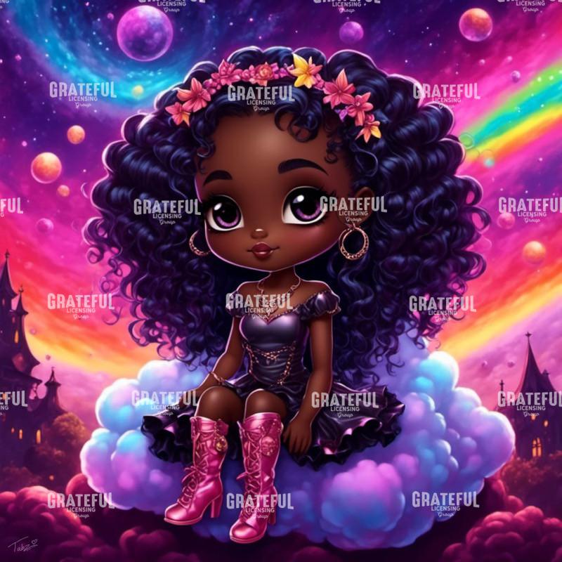 Rainbow Girl in Pink Boots