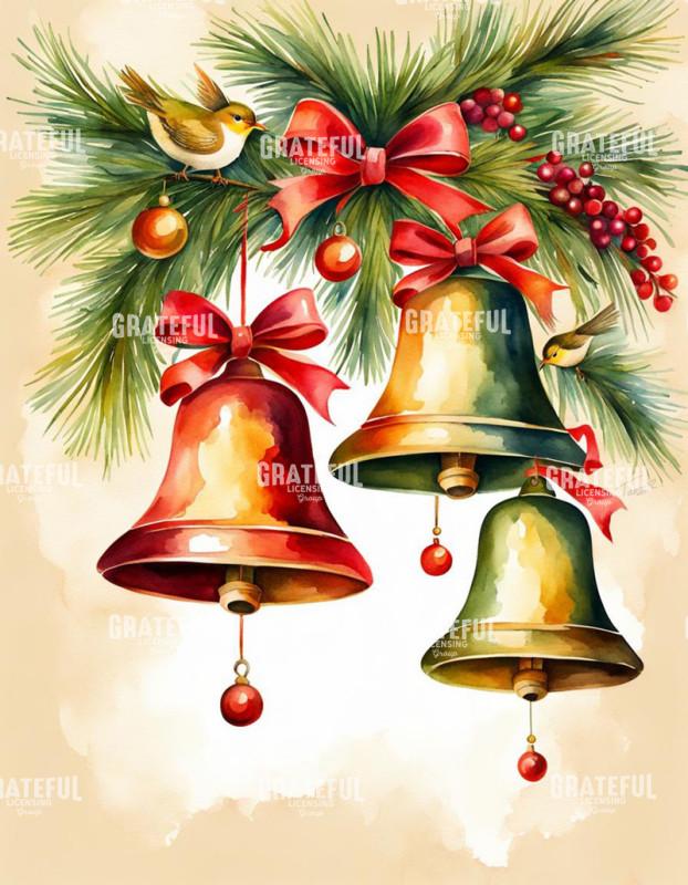 Watercolor Christmas Bells 01
