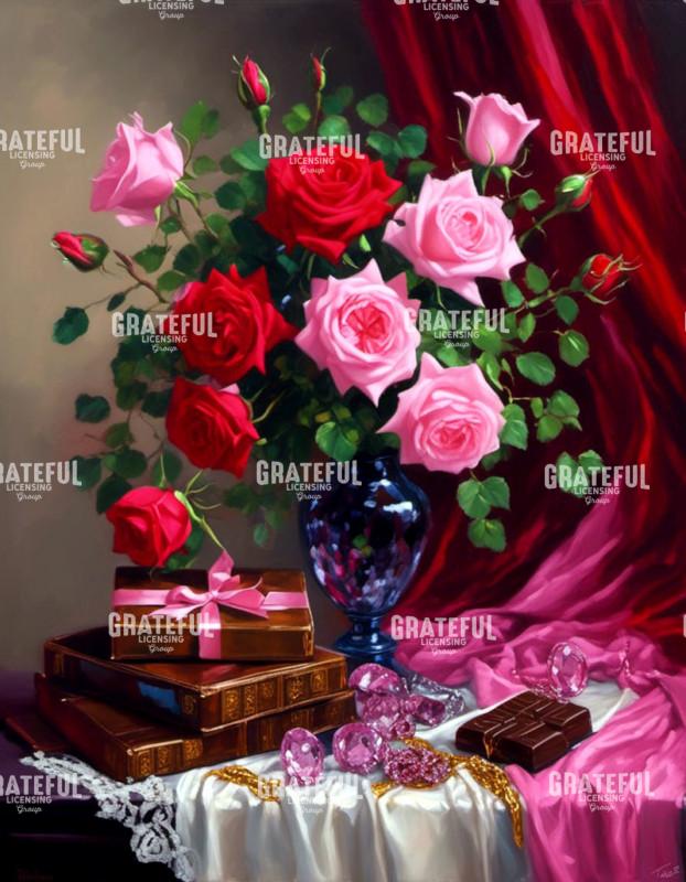 Valentine's Day Roses and Books