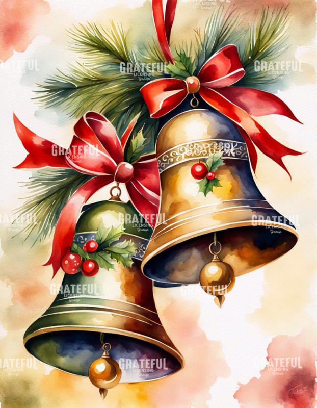 Watercolor Christmas Bells 02
