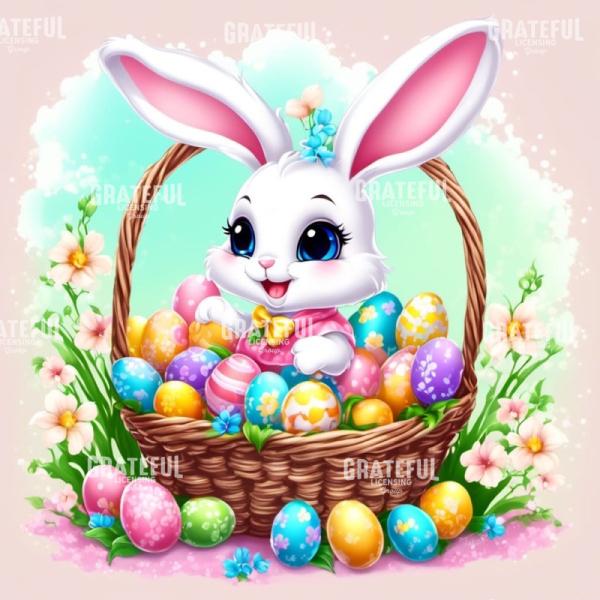Happy Easter Bunny in a Basket