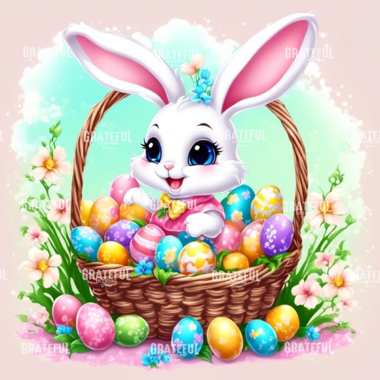Happy Easter Bunny in a Basket