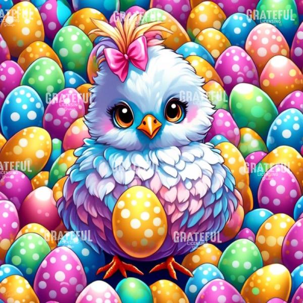 Polka Dot Eggs with Easter Chick