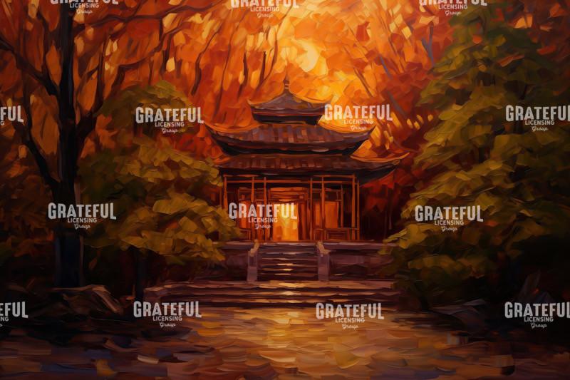 Buddhist Temple, at dusk