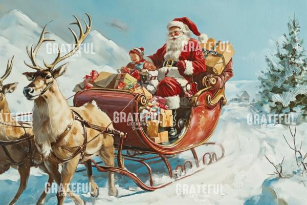 Santa with his Sleigh and Reindeer