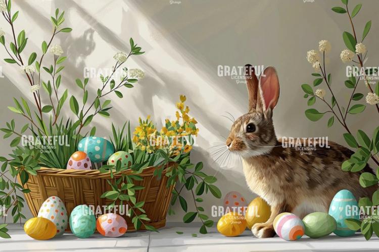 Bunny and Easter Eggs with Plants HD.jpg